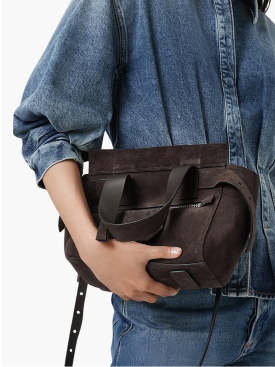 All Saints Handbags - AllSAINTS Mini Perez Suede Top Handle Bag
